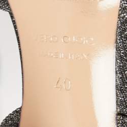 مملوكة مسبقًا Nicholas Kirkwood Metallic Silver/Black Glitter Fabric Pearl Embellished Slingback Sandals Size 40