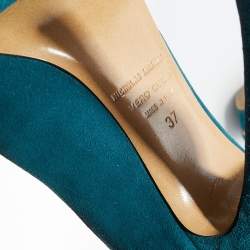 Nicholas Kirkwood Teal Blue/Black Suede and Ruffle Fabric Platform Pumps Size 37