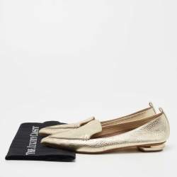 Nicholas Kirkwood Metallic Gold Leather Beya Loafers Size 40