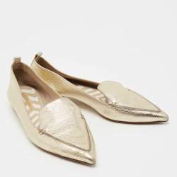 Nicholas Kirkwood Metallic Gold Leather Beya Loafers Size 40