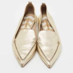 Nicholas Kirkwood Metallic Gold Leather Beya Loafers Size 40