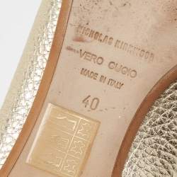 Nicholas Kirkwood Metallic Gold Leather Beya Loafers Size 40