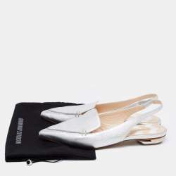 Pre Owned Nicholas Kirkwood Silver Leather Beya Slingback Mules Size 41