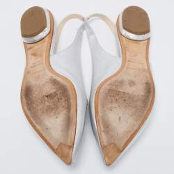 Pre Owned Nicholas Kirkwood Silver Leather Beya Slingback Mules Size 41