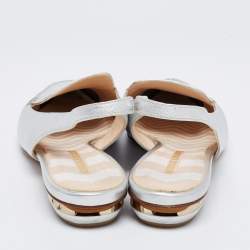Pre Owned Nicholas Kirkwood Silver Leather Beya Slingback Mules Size 41