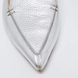 Pre Owned Nicholas Kirkwood Silver Leather Beya Slingback Mules Size 41