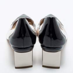 Pre Owned Nicholas Kirkwood Black/White Patent Leather And PVC Pointed Toe Pumps Size 39