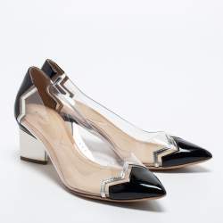 Pre Owned Nicholas Kirkwood Black/White Patent Leather And PVC Pointed Toe Pumps Size 39