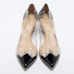 Pre Owned Nicholas Kirkwood Black/White Patent Leather And PVC Pointed Toe Pumps Size 39