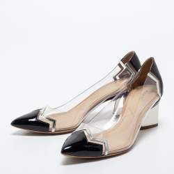 Pre Owned Nicholas Kirkwood Black/White Patent Leather And PVC Pointed Toe Pumps Size 39