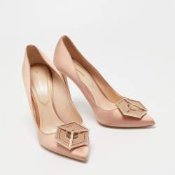 Pre Owned Nicholas Kirkwood Beige Satin Embellished Eden Pumps Size 41