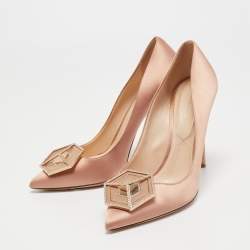Pre Owned Nicholas Kirkwood Beige Satin Embellished Eden Pumps Size 41