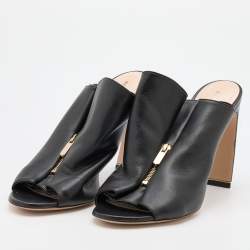 Pre Owned Nicholas Kirkwood Black Leather Slide Sandals Size 39