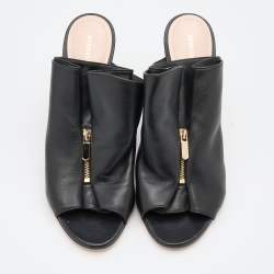 Pre Owned Nicholas Kirkwood Black Leather Slide Sandals Size 39