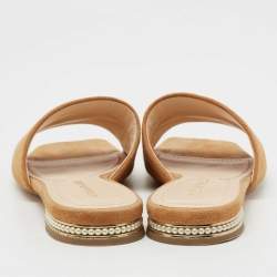 Nicholas Kirkwood Tan Suede Pearl Embellished Flat Slides Size 36
