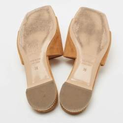 Nicholas Kirkwood Tan Suede Pearl Embellished Flat Slides Size 36