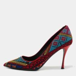 Pre Owned Nicholas Kirkwood Multicolor Mexican Embroidered Fabric Pointed Toe Pumps Size 39
