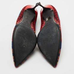 Pre Owned Nicholas Kirkwood Multicolor Mexican Embroidered Fabric Pointed Toe Pumps Size 39