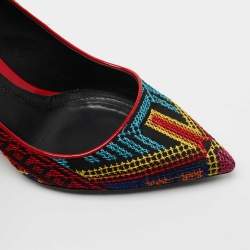 Pre Owned Nicholas Kirkwood Multicolor Mexican Embroidered Fabric Pointed Toe Pumps Size 39