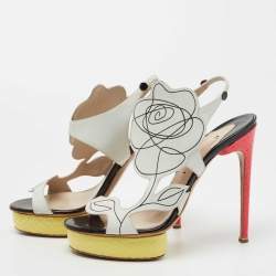 Nicholas Kirkwood Multicolor Snakeskin and Leather Platform Sandals Size 38