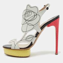 Nicholas Kirkwood Multicolor Snakeskin and Leather Platform Sandals Size 38
