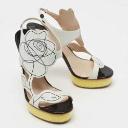Nicholas Kirkwood Multicolor Snakeskin and Leather Platform Sandals Size 38