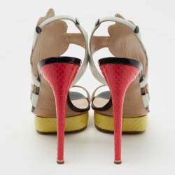 Nicholas Kirkwood Multicolor Snakeskin and Leather Platform Sandals Size 38
