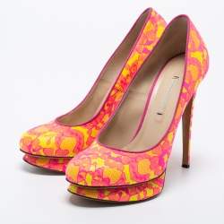 Nicholas Kirkwood Two Tone Satin and Lace Platform Pumps Size 38