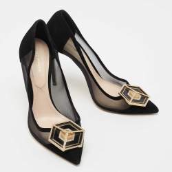 Nicholas Kirkwood Black Suede and Mesh Eden Pumps Size 41
