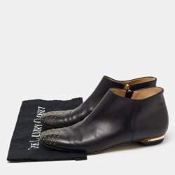 Nicholas Kirkwood Black Leather Embellished Ankle Boots Size 41