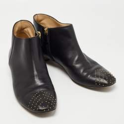 Nicholas Kirkwood Black Leather Embellished Ankle Boots Size 41