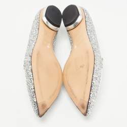 Pre Owned Nicholas Kirkwood Silver Leather and Glitter Beya Loafers Size 40.5