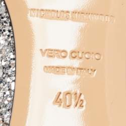 Pre Owned Nicholas Kirkwood Silver Leather and Glitter Beya Loafers Size 40.5