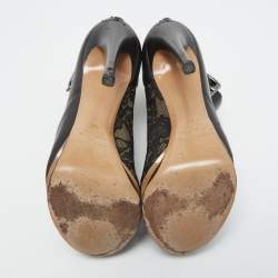Nicholas Kirkwood Black Lace and Leather Ankle Booties Size 37