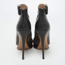 Nicholas Kirkwood Black Lace and Leather Ankle Booties Size 37