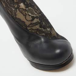 Nicholas Kirkwood Black Lace and Leather Ankle Booties Size 37