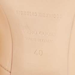 Pre Owned Nicholas Kirkwood Beige Patent Leather Lola Pearl Embellished Ankle Strap Pump Size 40