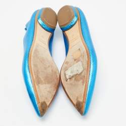 Pre Owned Nicholas Kirkwood Metallic Blue Leather Beya Loafers Size 40