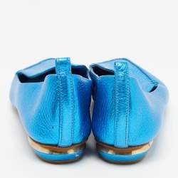 Pre Owned Nicholas Kirkwood Metallic Blue Leather Beya Loafers Size 40