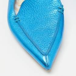 Pre Owned Nicholas Kirkwood Metallic Blue Leather Beya Loafers Size 40