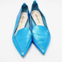 Pre Owned Nicholas Kirkwood Metallic Blue Leather Beya Loafers Size 40