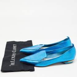 Pre Owned Nicholas Kirkwood Metallic Blue Leather Beya Loafers Size 40