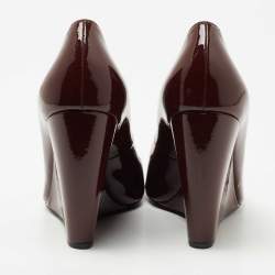 Pre Owned Nicholas Kirkwood Burgundy Patent Leather Pointed Toe Wedge Pumps Size 38