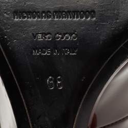 Pre Owned Nicholas Kirkwood Burgundy Patent Leather Pointed Toe Wedge Pumps Size 38