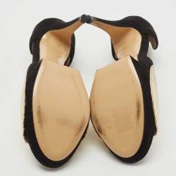 Pre Owned Nicholas Kirkwood Black /Gold Monochrome Suede Cut Out Peep Toe Platform Pumps Size 39