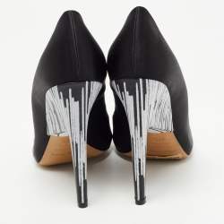 Nicholas Kirkwood Black/White Satin Open Toe Pumps Size 40.5