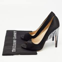 Nicholas Kirkwood Black/White Satin Open Toe Pumps Size 40.5