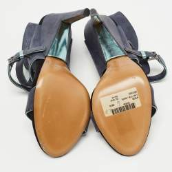 Nicholas Kirkwood Grey /Black Leather Ankle Strap Sandals Size 40