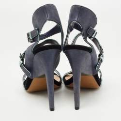 Nicholas Kirkwood Grey /Black Leather Ankle Strap Sandals Size 40