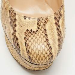 Nicholas Kirkwood Cream/Brown Python Leather Platform Pumps Size 39